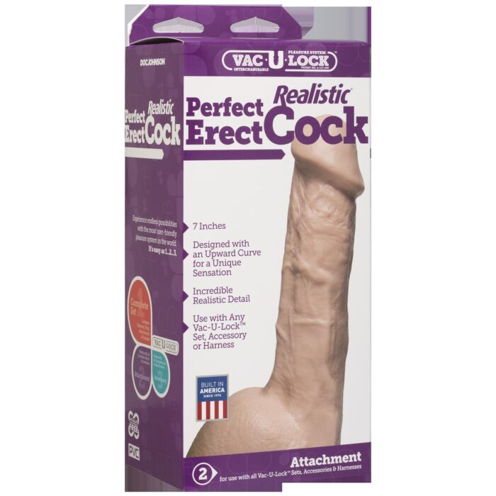 Vac-U-Lock Perfect Erect Realistic Cock - White - Image 2