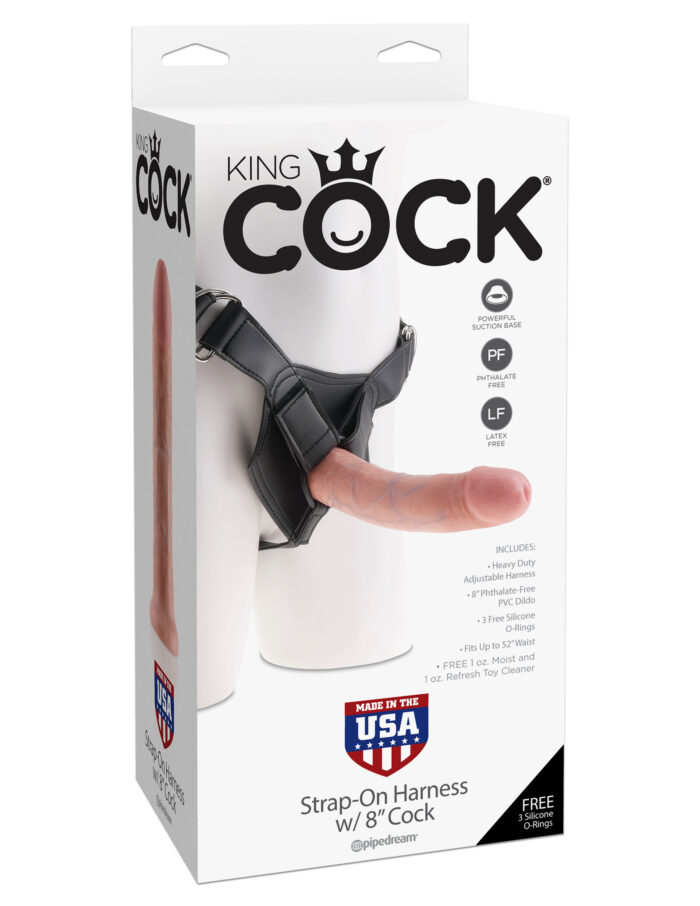 King Cock Strap on Harness With 8 Inch Cock - Flesh - Image 5