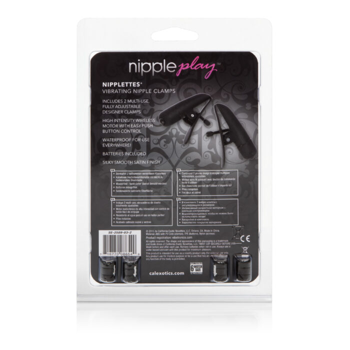 Nipple Play Nipplettes Vibrating Nipple  Clamps - Black - Image 3