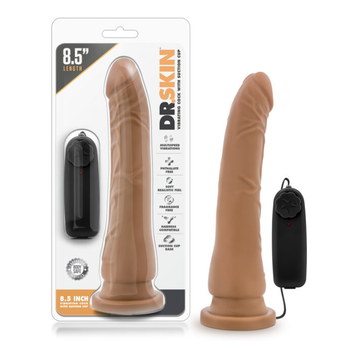 Dr. Skin - 8.5 Inch Vibrating Realistic Cock With  Suction Cup - Mocha - Image 2